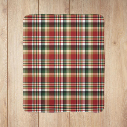 Christmas Red & Gold San Francisco CA Plaid Fleece Sherpa Blanket