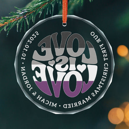 Custom Crystal Love is Love Asexual Pride 3" Circle Ornament