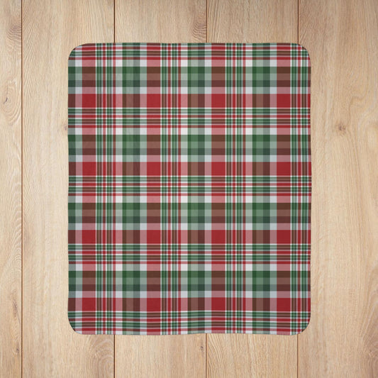 Christmas Red & Green Plaid Fleece Sherpa Blanket