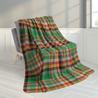 60" × 80" Kwanzaa Plaid Fleece Sherpa Blanket