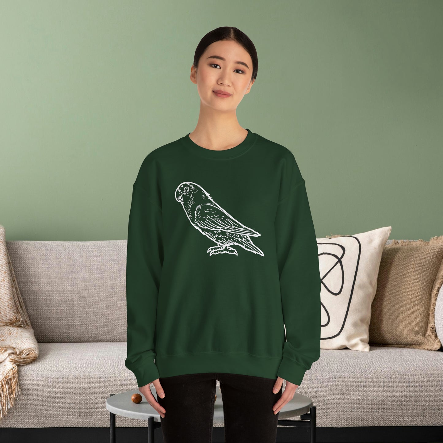 Holly Girl, Lovebird Line Art Crew Neck Sweatshirt