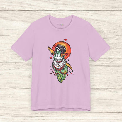 Bride of Frankenstein Lovebird, Hand-Drawn & Hand-Colored Tee