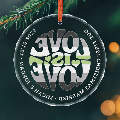 Custom Crystal Love is Love Agender Pride 3" Circle Ornament