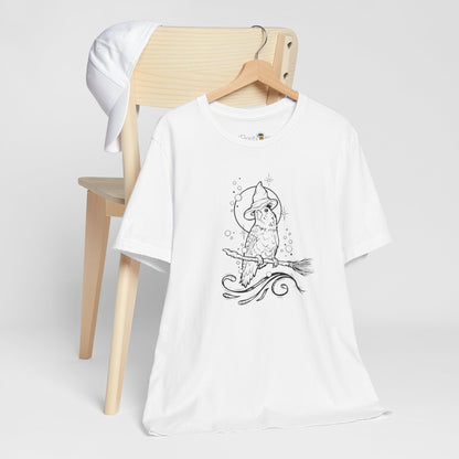 Lovebird Witch on a Broom, Line Art Tee