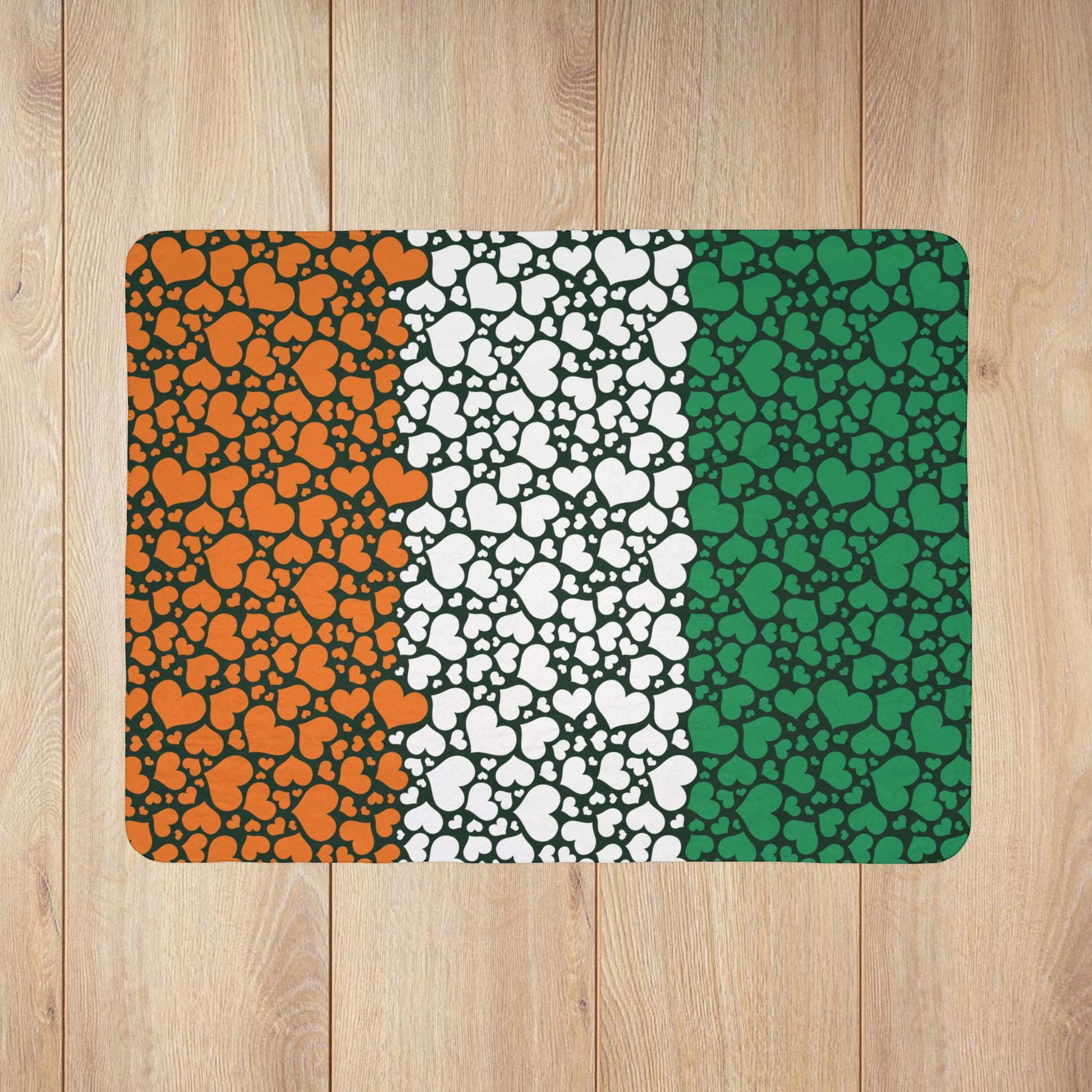 Ivory Coast Flag Hearts Fleece Sherpa Blanket