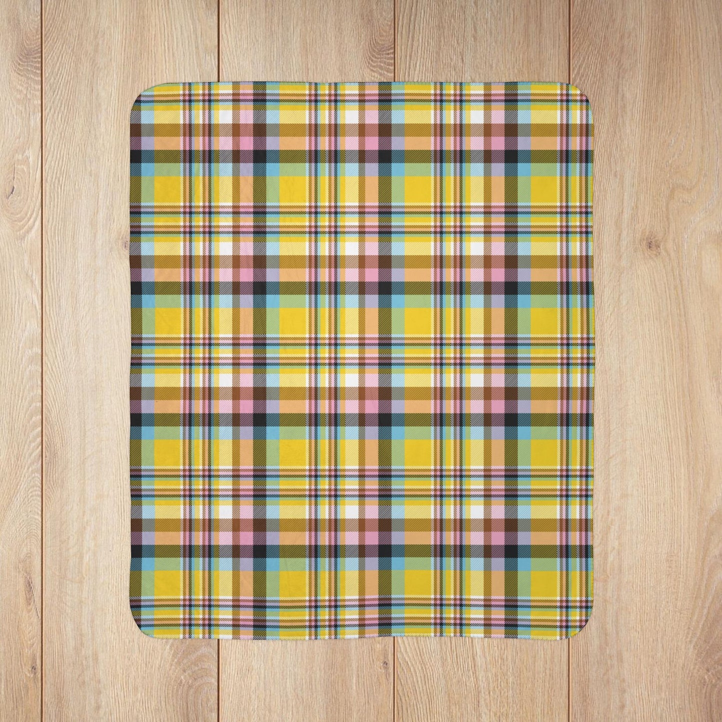 Rainbow Intersex Progress Pride Plaid Fleece Sherpa Blanket