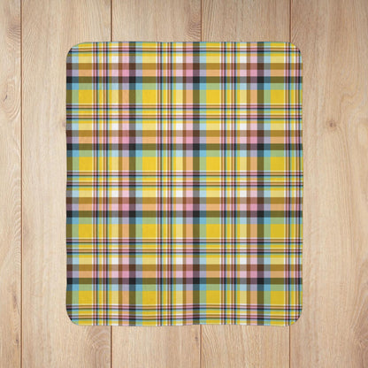 Rainbow Intersex Progress Pride Plaid Fleece Sherpa Blanket