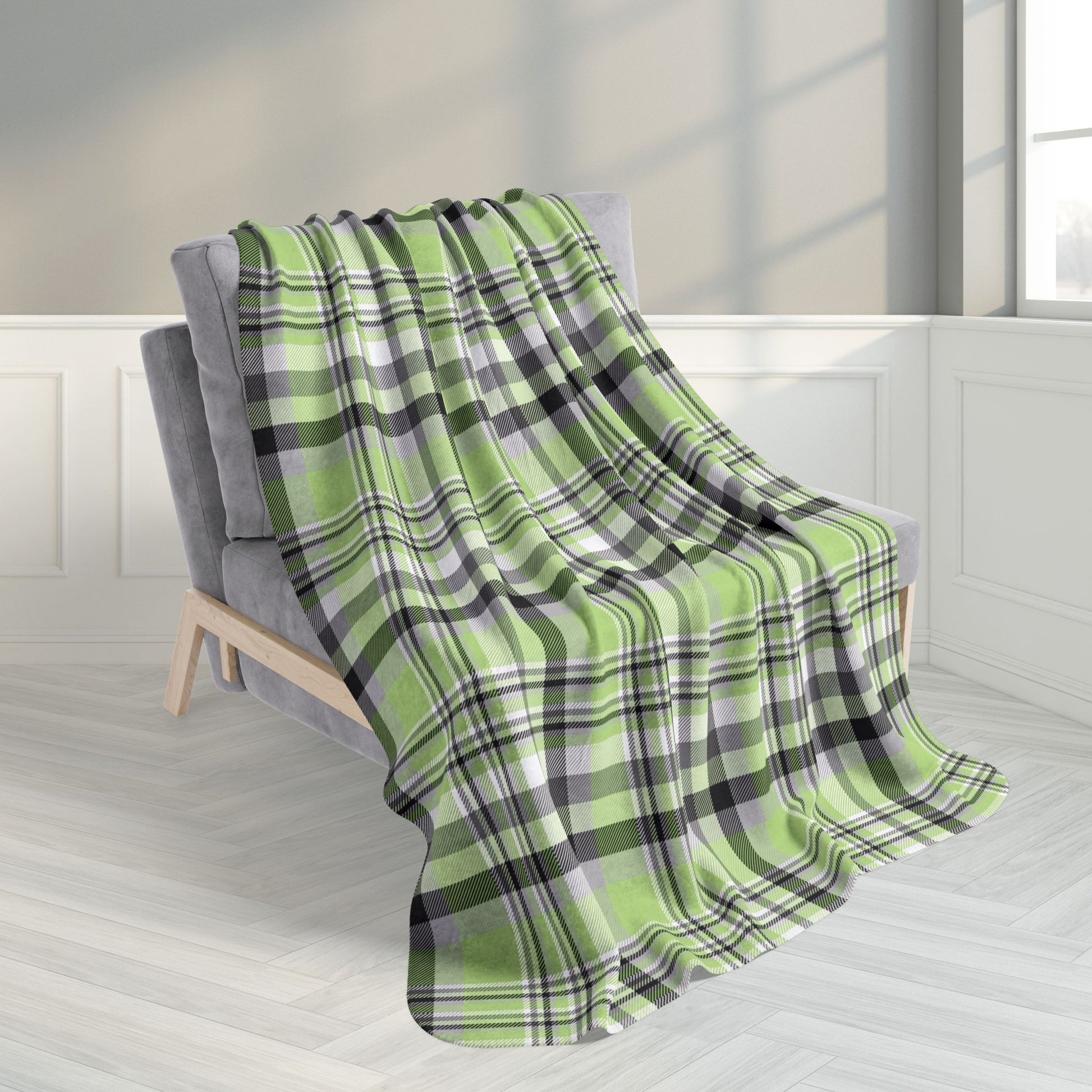 Agender Pride Plaid Fleece Sherpa Blanket