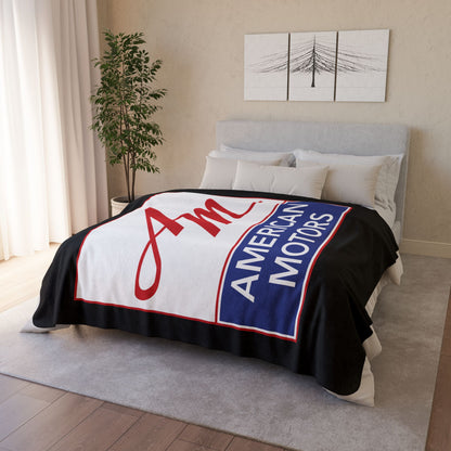 60" × 80" Grey AMC Square Logo Black Fleece Sherpa Blanket