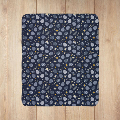 Blue Easter Eggs Navy Fleece Sherpa Blanket