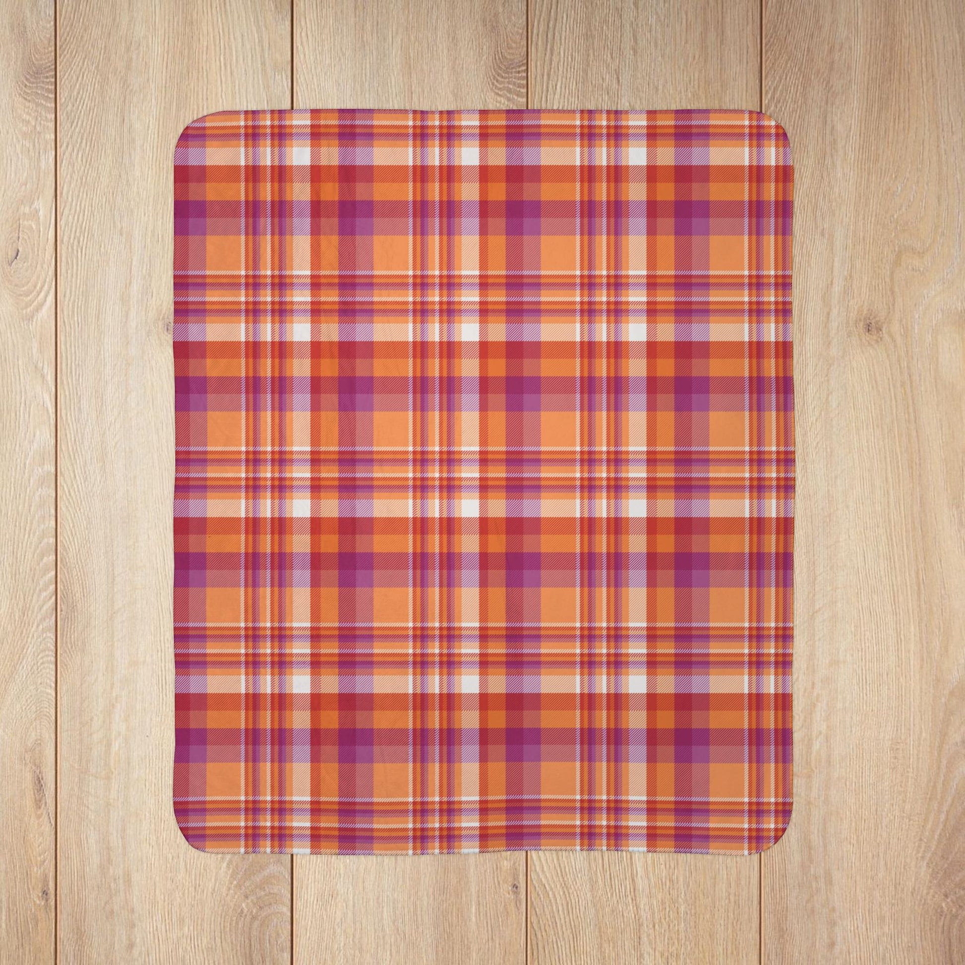 Lesbian Pride Plaid Fleece Sherpa Blanket
