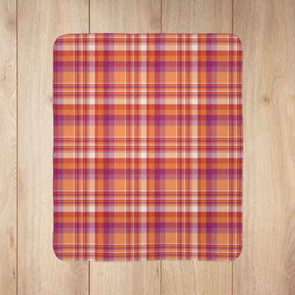 Lesbian Pride Plaid Fleece Sherpa Blanket
