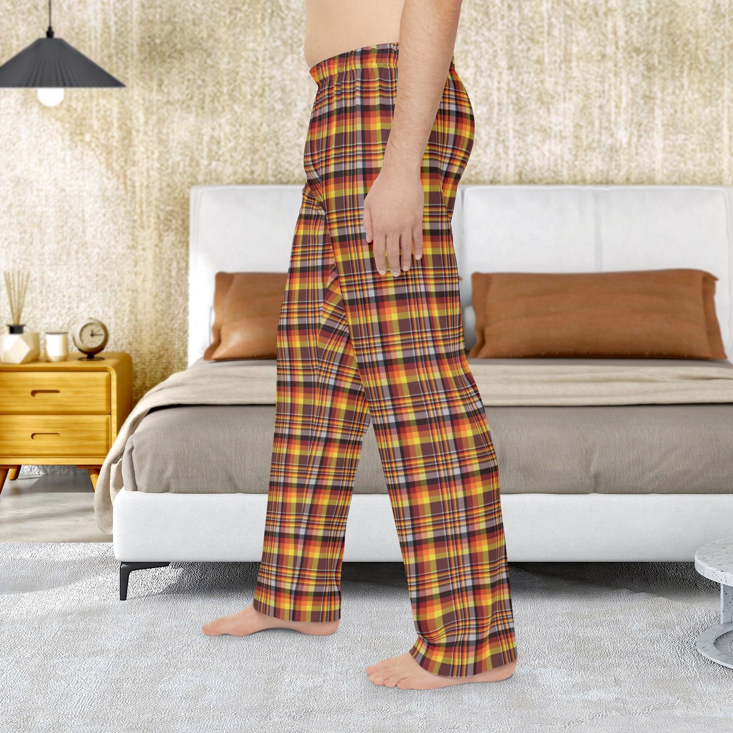 Men’s Brown, Orange & Red Mason OH Plaid Pajama Pants