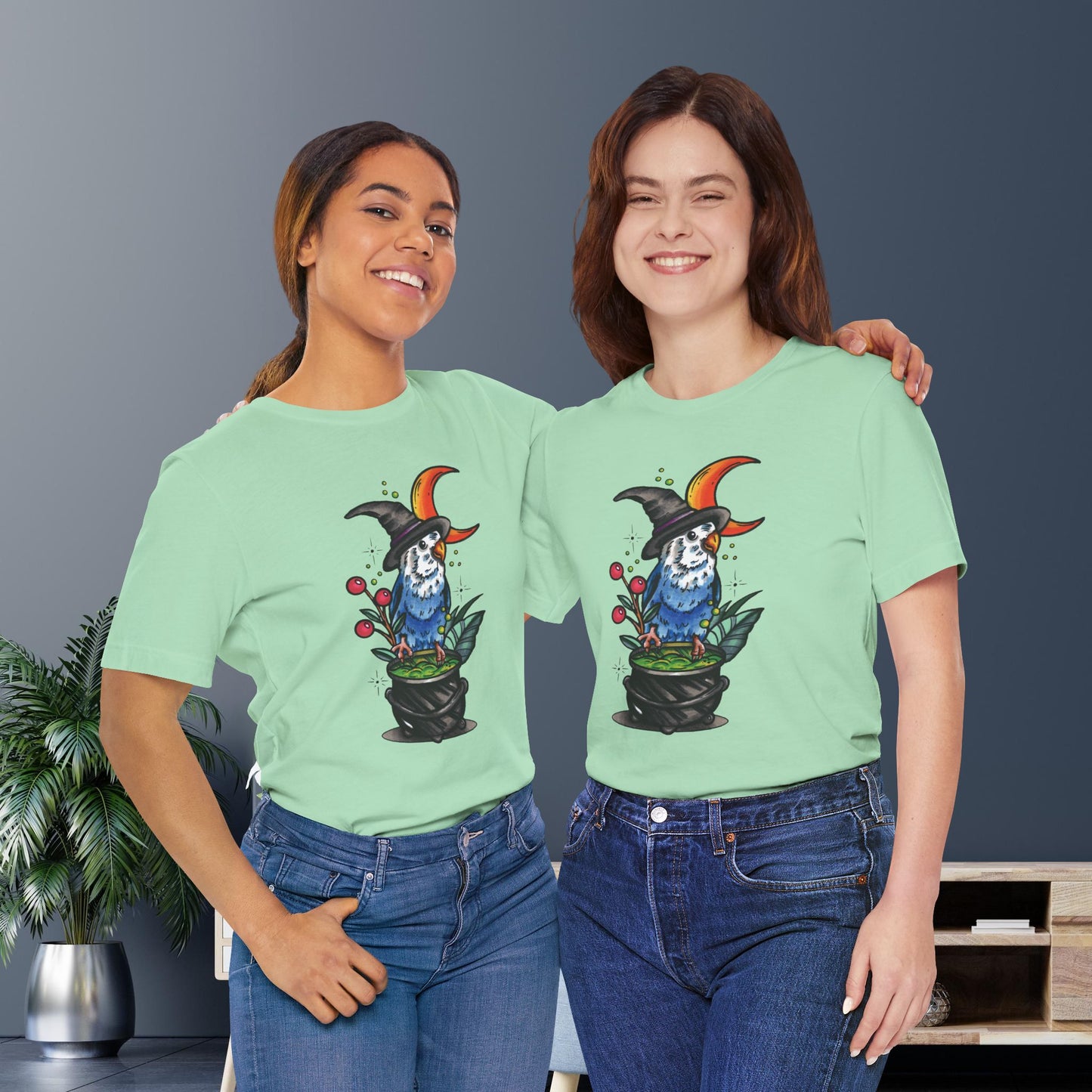 Lovebird Witch, Hand-Drawn & Hand-Colored Tee