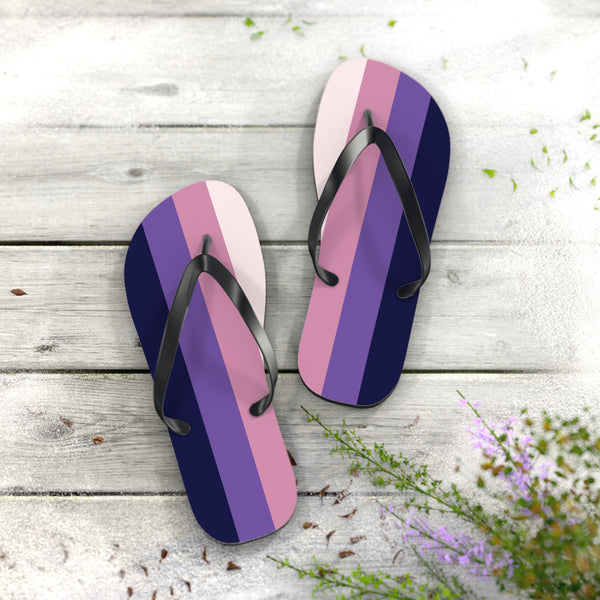 XL Black sole Asexual Spectrum Pride Flip Flops