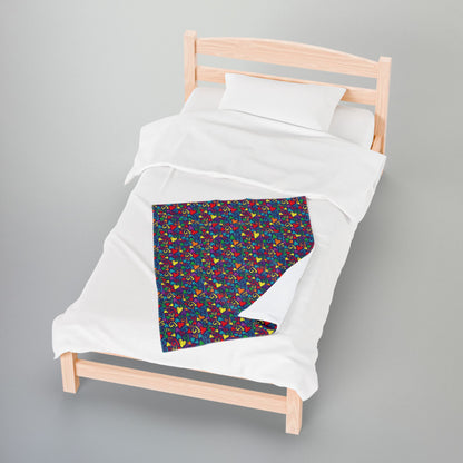 Rainbow Pride Hearts Velveteen Plush Blanket