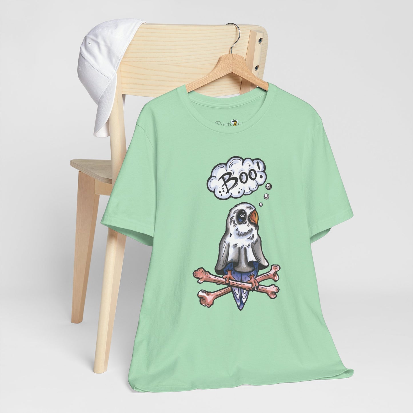 Ghost Lovebird Boo! Hand-Drawn & Hand-Colored Tee