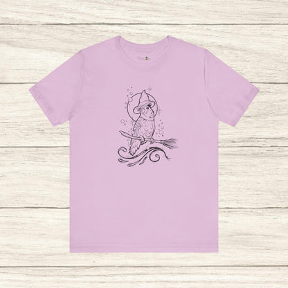 Lovebird Witch on a Broom, Line Art Tee