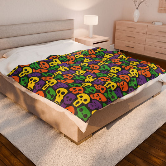 Halloween Skulls Velveteen Plush Blanket
