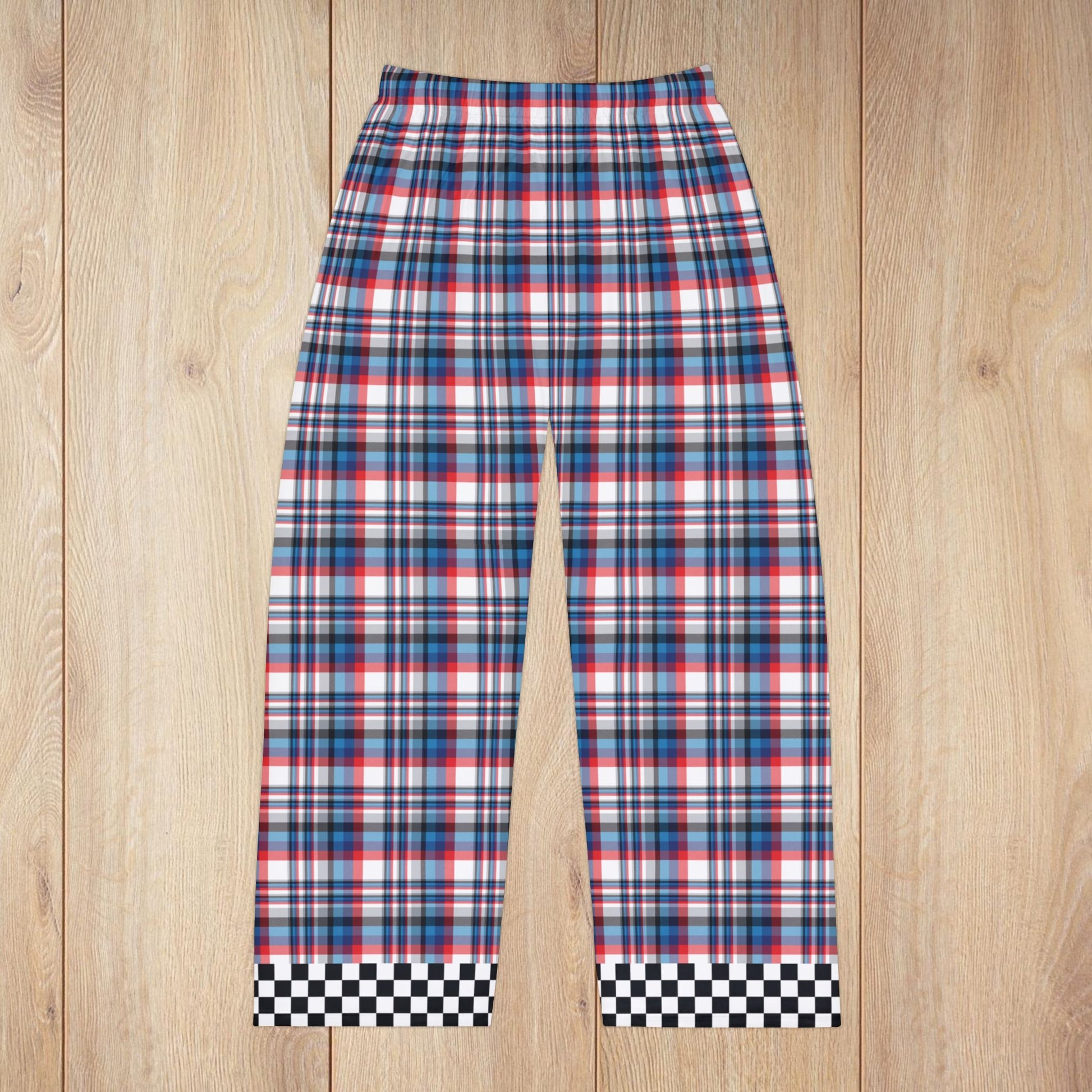 Men’s White, Red, Blue & Grey Plaid with Checkered Edge Ohio Pajama Pants