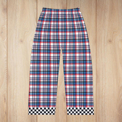 Men’s White, Red, Blue & Grey Plaid with Checkered Edge Ohio Pajama Pants