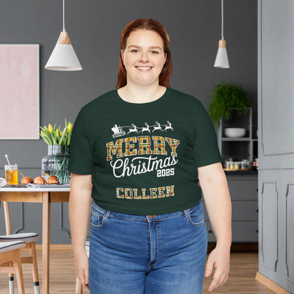Custom Christmas Green & Gold Green Bay WI Plaid Pajama Tee Top