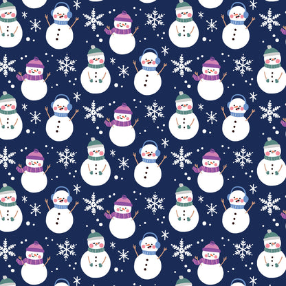 Christmas Purple & Green Snowmen Blue Fleece Sherpa Blanket