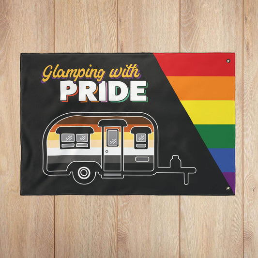Glamping with Pride Double-Sided Flag with Grommets