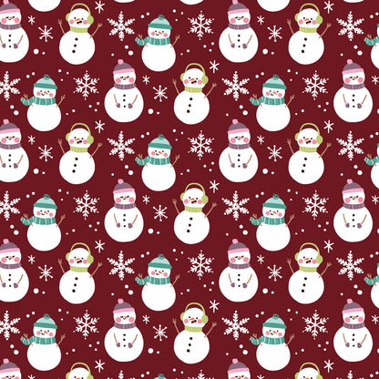 MCM Christmas Pink & Green Snowman Maroon Fleece Sherpa Blanket