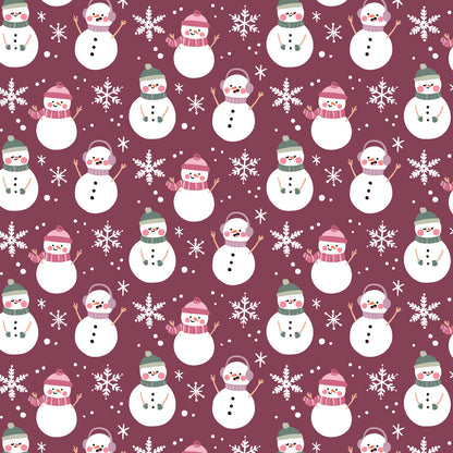 Christmas Pink & Green Snowman Mauve Fleece Sherpa Blanket