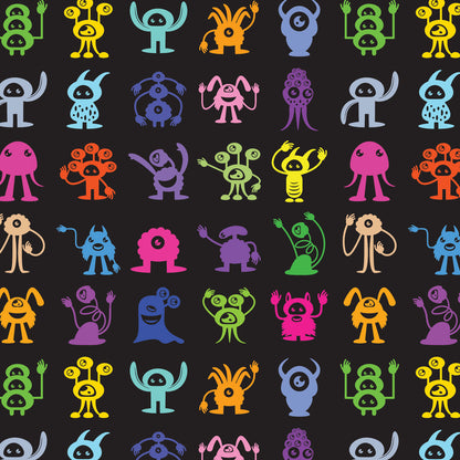 Halloween Multicolored Monsters Hooded Sherpa Fleece Blanket
