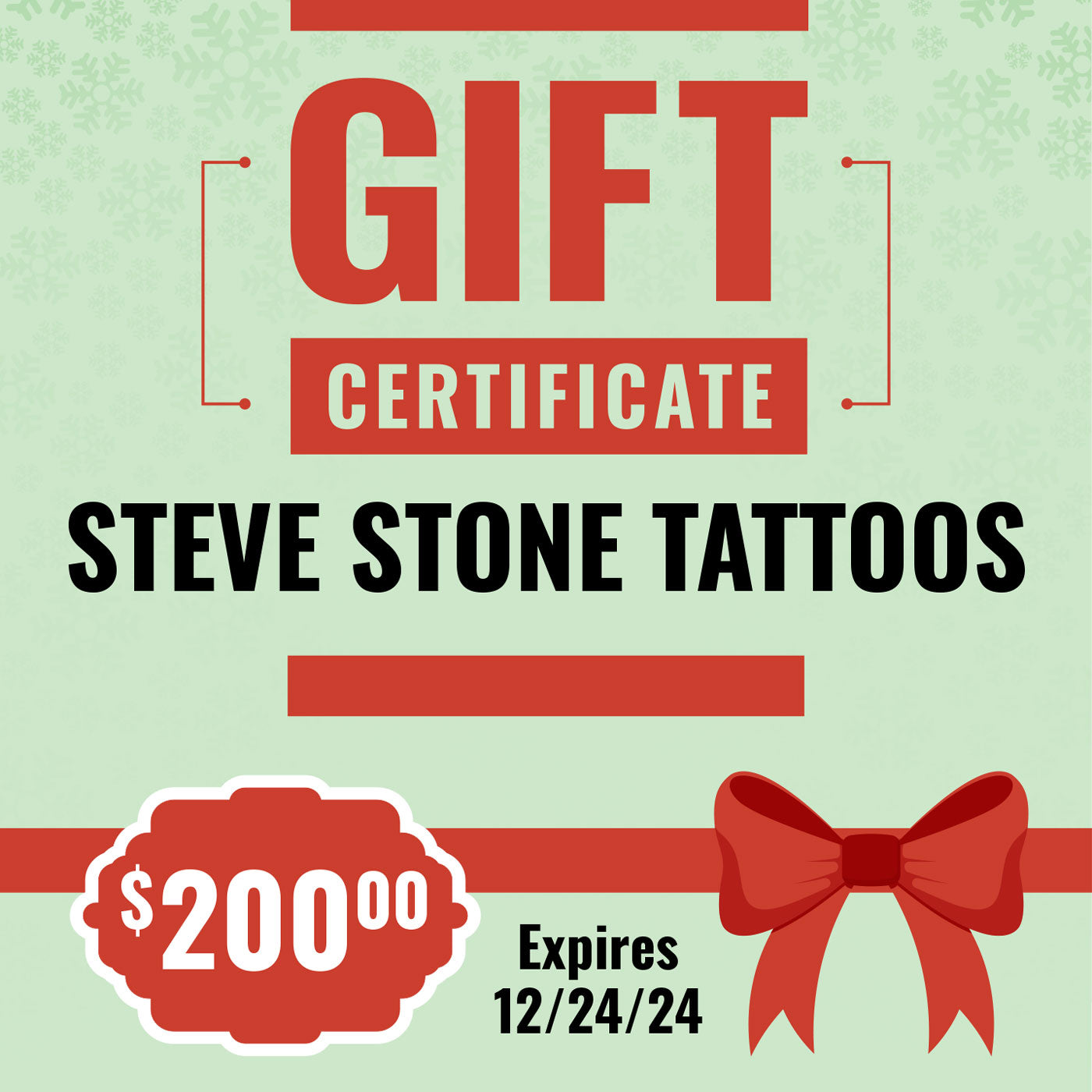 Steve Stone Tattoos Gift Certificate