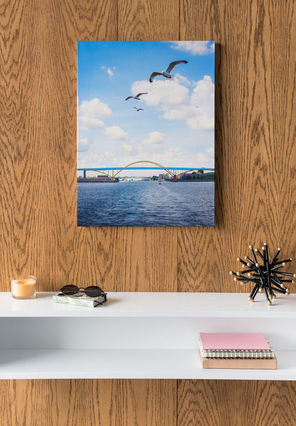 Pont Hoan de Milwaukee Wisconsin avec 3 mouettes, photographie sur toile, art mural