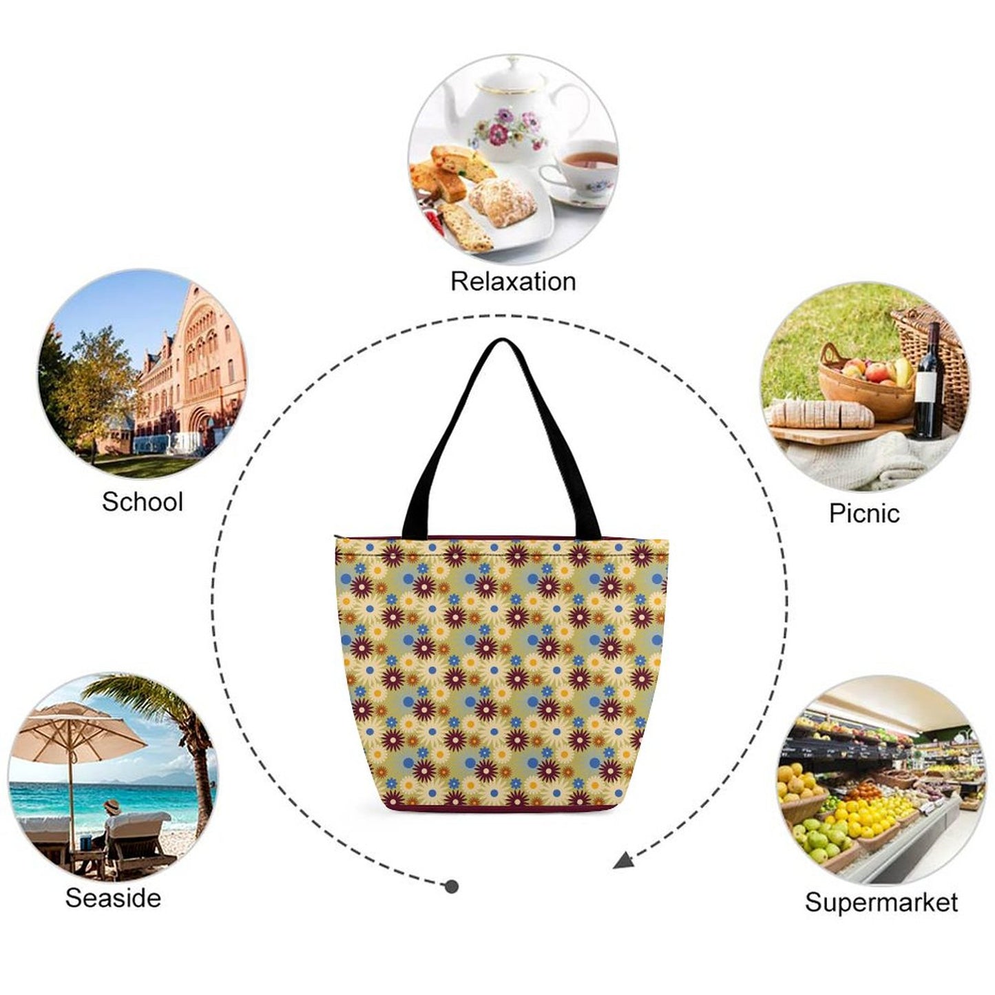70s Floral Retro | Shopping Bag for Ladies A001 (All-Over Printing)