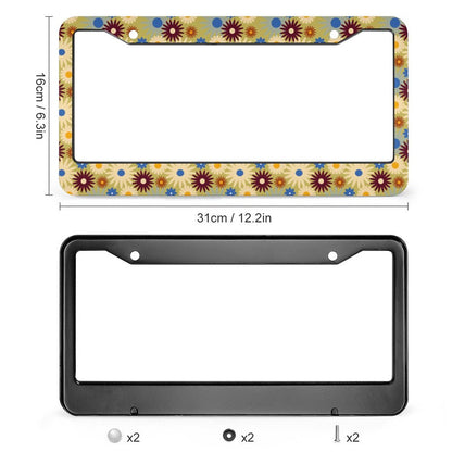 70s Floral Retro | License Plate Frame (All-Over Printing)