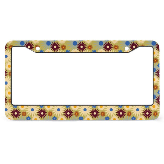 70s Floral Retro | License Plate Frame (All-Over Printing)