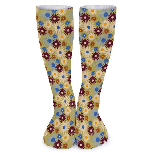 70s Floral Retro | Tube Socks (All-Over Printing)