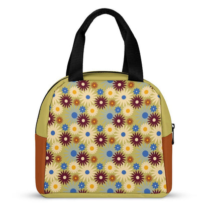 70s Floral Retro | Insulated Lunch Bag with Pocket (All-Over Printing)
