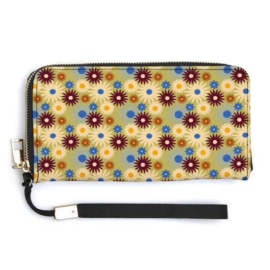 70s Floral Retro | Horizontal Wristlet Wallet