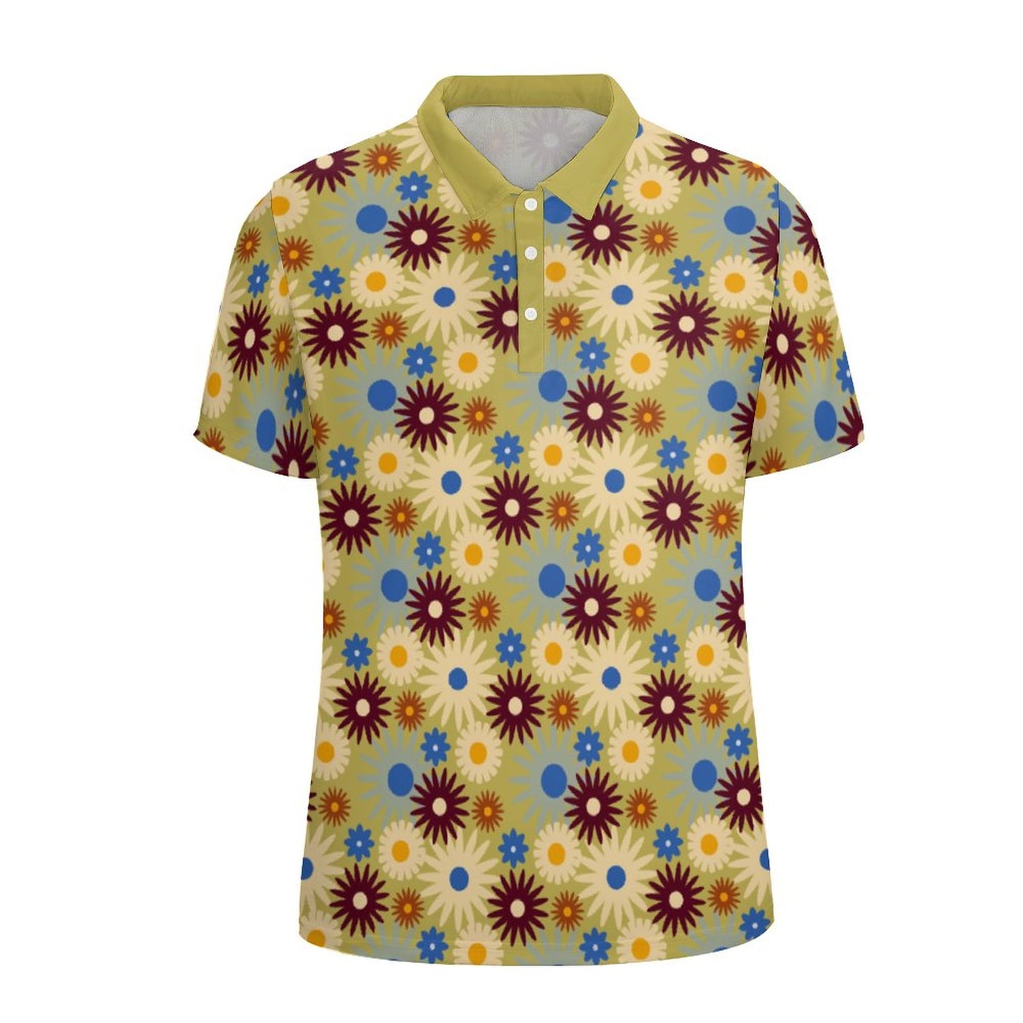 70s Floral Retro | Straight Down Golf Shirt A479 (All-Over Printing)