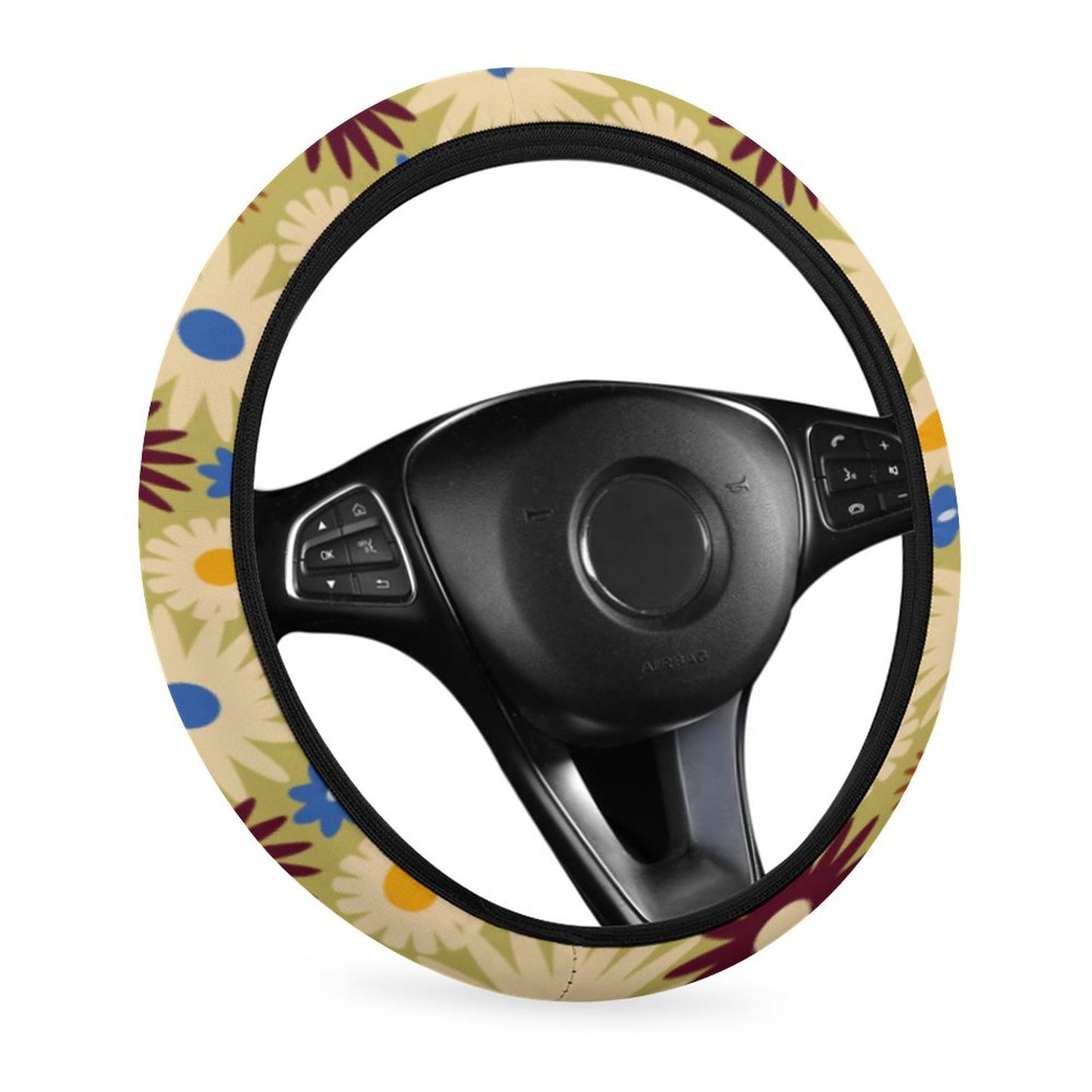 70s Floral Retro | Car Steering Wheel Cover