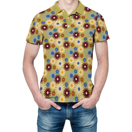 70s Floral Retro | Straight Down Golf Shirt A479 (All-Over Printing)