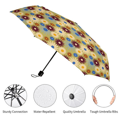 70s Floral Retro | Lightweight 3-fold Umbrella