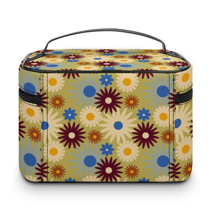 70s Floral Retro | Make-up bag with Lychee pattern PU material