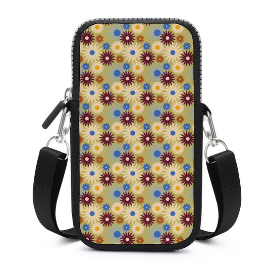 70s Floral Retro | Cell Phone Crossbody Pouch