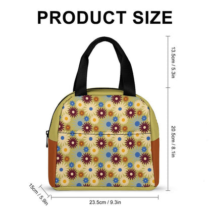 70s Floral Retro | Insulated Lunch Bag with Pocket (All-Over Printing)