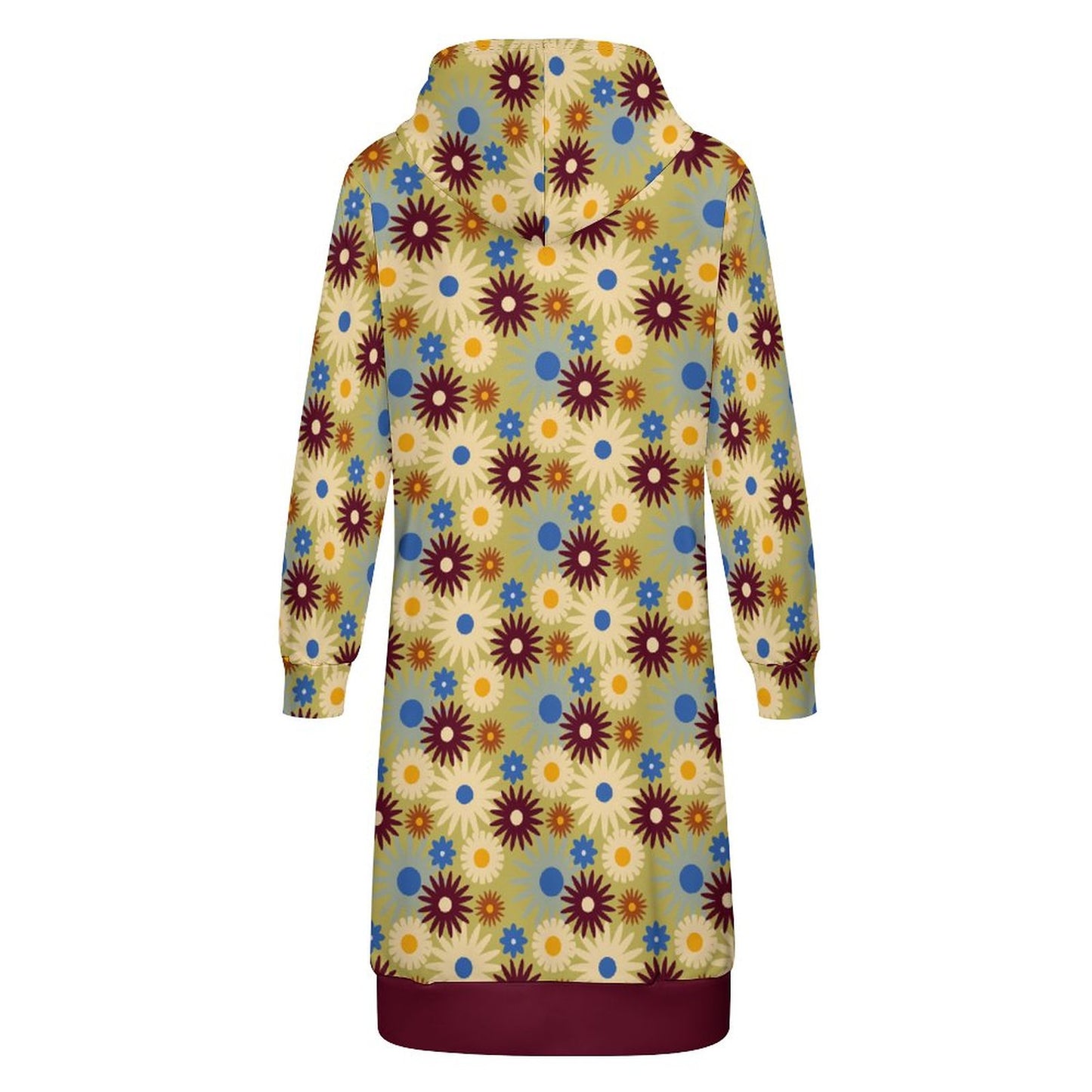 70s Floral Retro | Full Zipper Long Sleeve Hoodie DS002  (All-Over Printing)