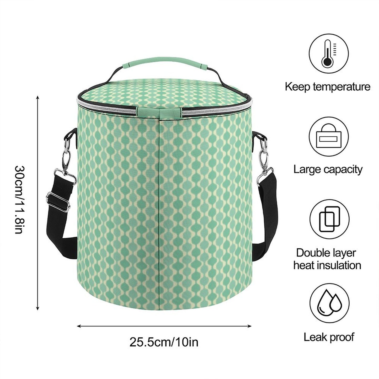 MCM Balusters | Round Collapsible Insulated Cooler Bag with Shoulder Strap
