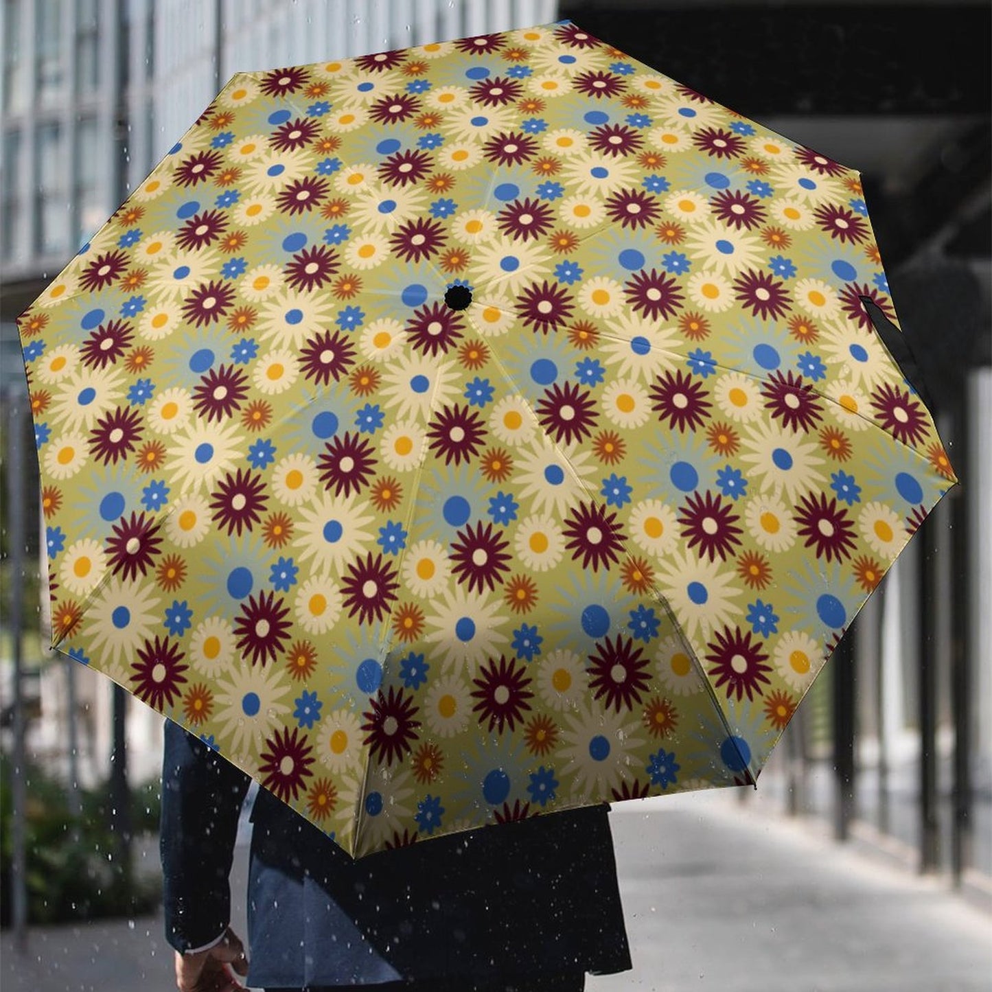 70s Floral Retro | Lightweight 3-fold Umbrella