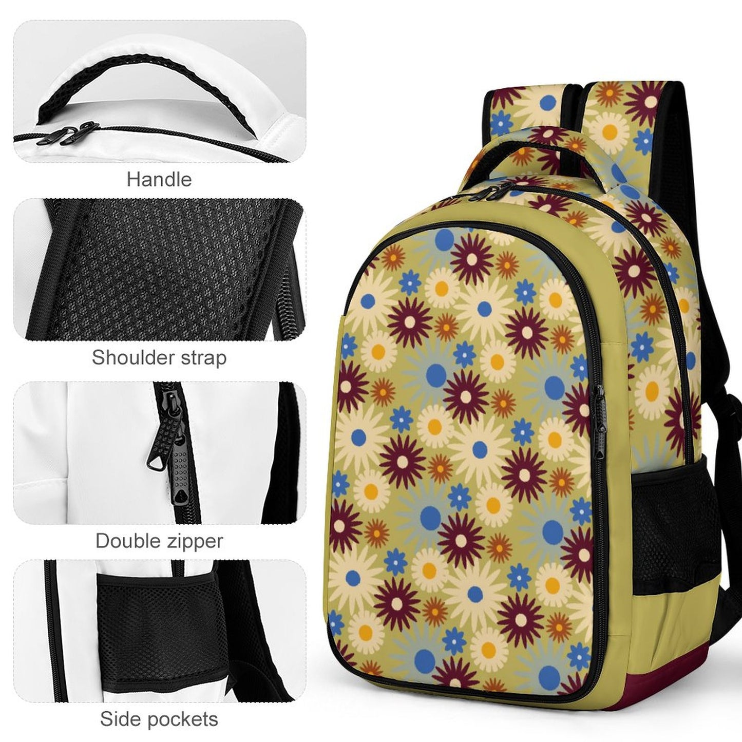 70s Floral Retro | Multi-Pocket Travel Bags